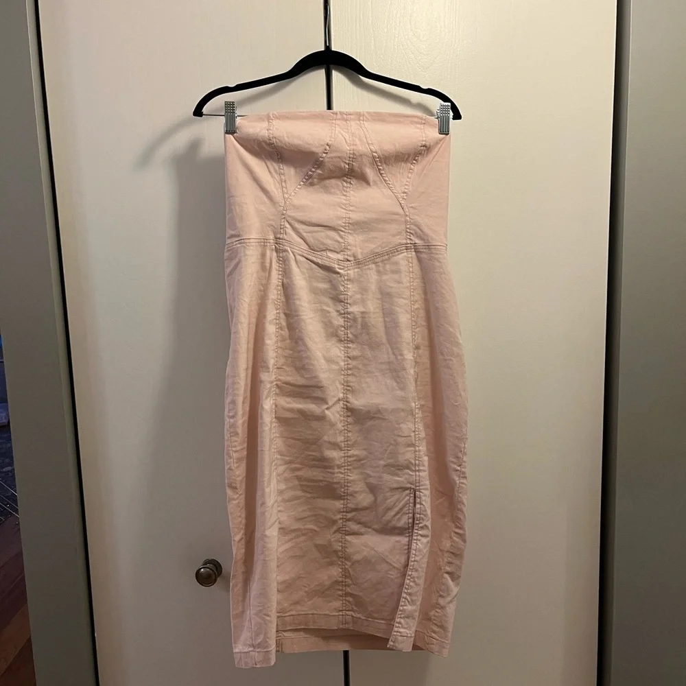 NWT Anthropologie Strapless Light Pink Rose Dress - Picture 4 of 7